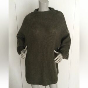 Part Two Mohair Wool Blend Green 3/4 Sleeve Sweater Size L